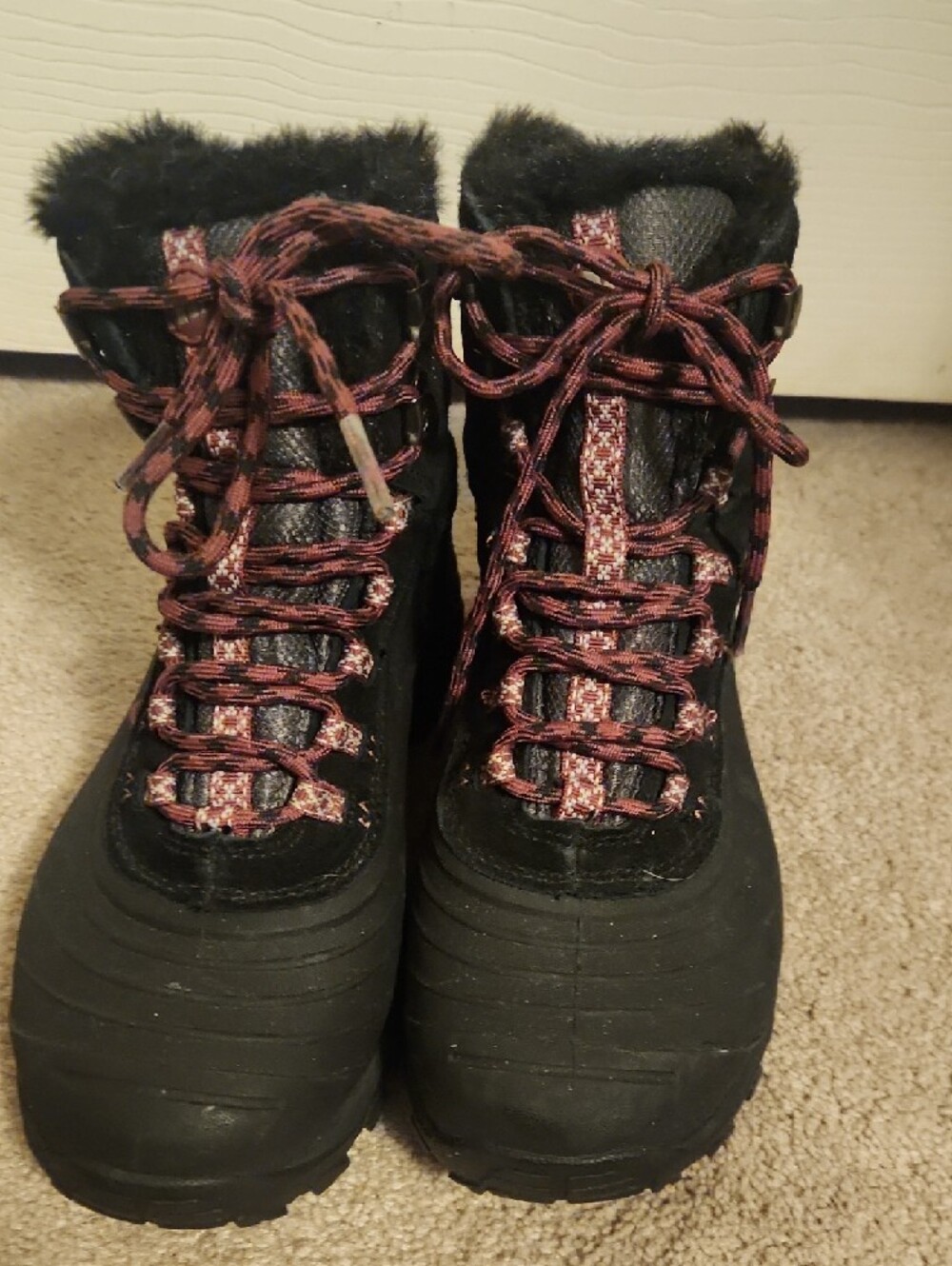 Merrell Women's Black Winter Hiking Boots with Maroon Accent Laces - Picture 2 of 6